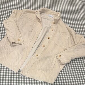 Beige Corduroy Button-Up Shirt